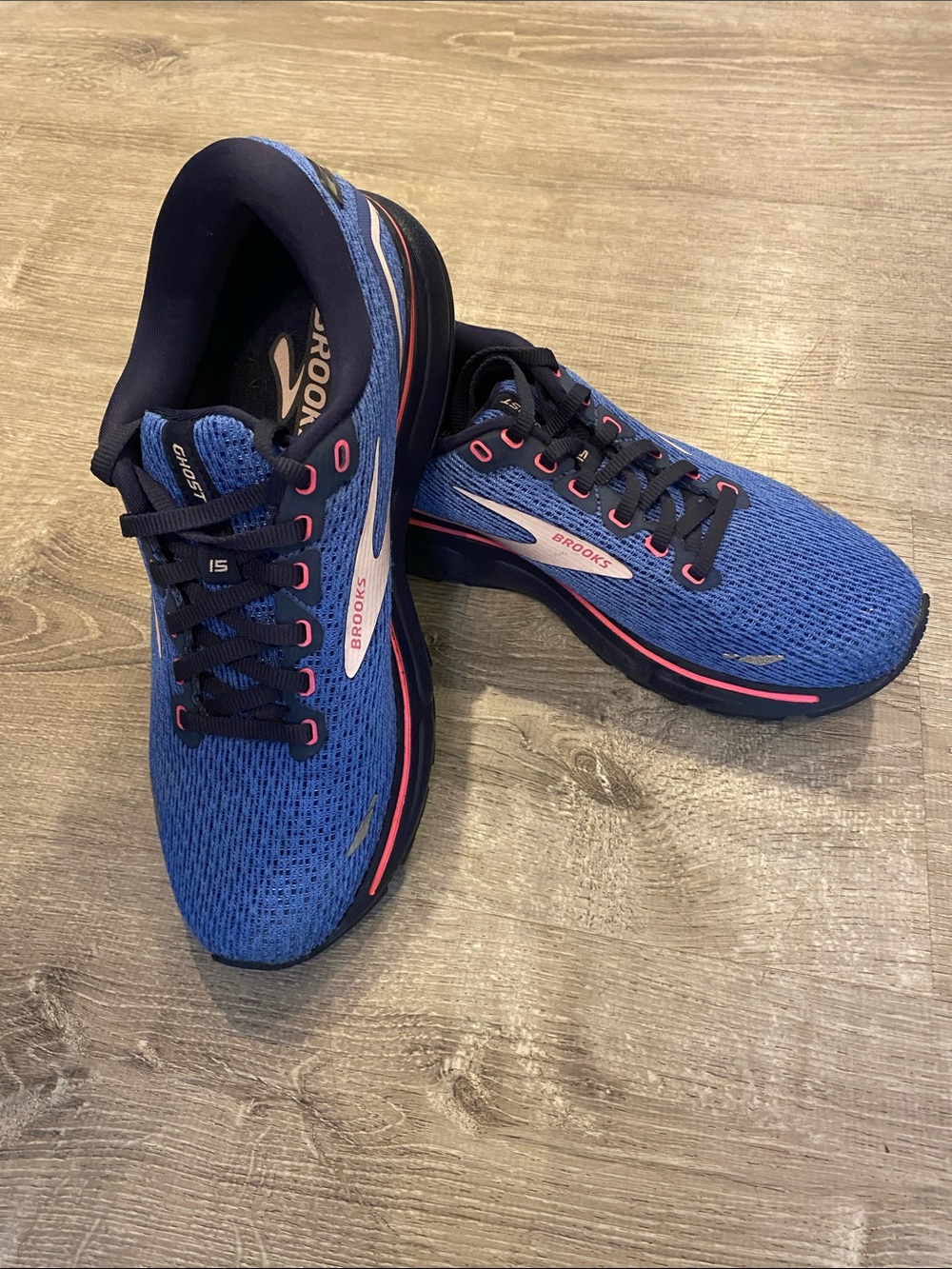 Brooks Ghost 15 Neutral Running Shoe 8.5 Medium (B) Blue Peacoat Pink - Picture 3 of 8